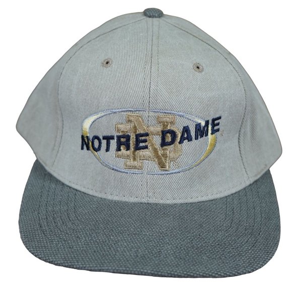 Vintage Notre Dame Fighting Irish University Square Strapback Hat Made in USA - Picture 1 of 9